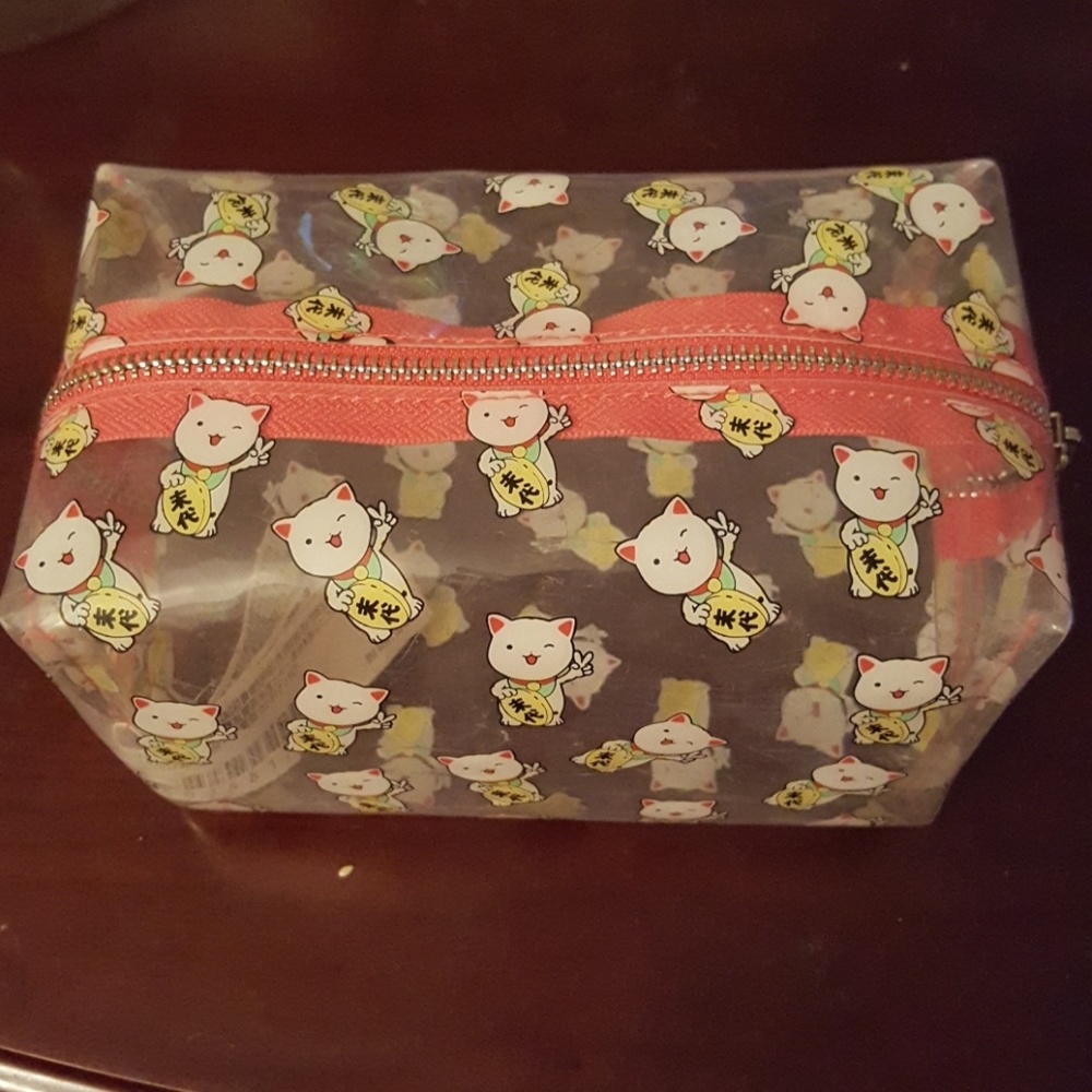 Japanese kitten see though make up bag